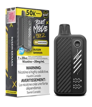 Bussin Banana Ice Flavour Beast Beast Mode Max 2 50k Rechargeable Disposable