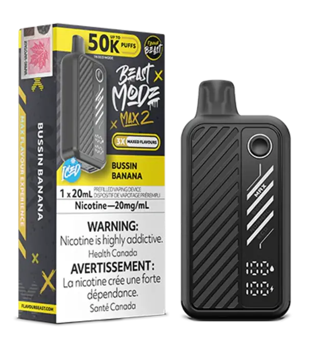 Flavour Beast Bussin Banana Ice Flavour Beast Beast Mode Max 2 50k Rechargeable Disposable