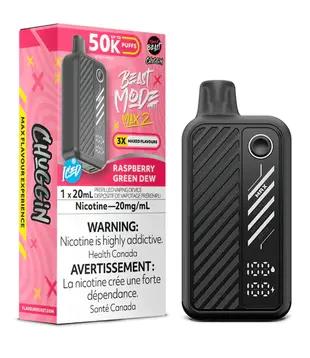 Raspberry Green Dew Ice Flavour Beast Beast Mode Max 2 50k Rechargeable Disposable