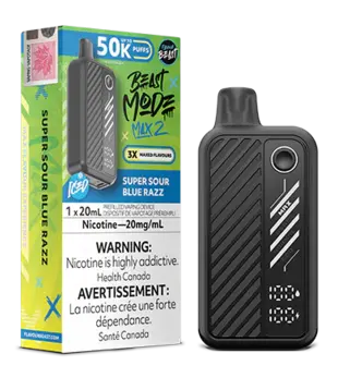 Super Sour Blue Razz Ice Flavour Beast Beast Mode Max 2 50k Rechargeable Dipodable