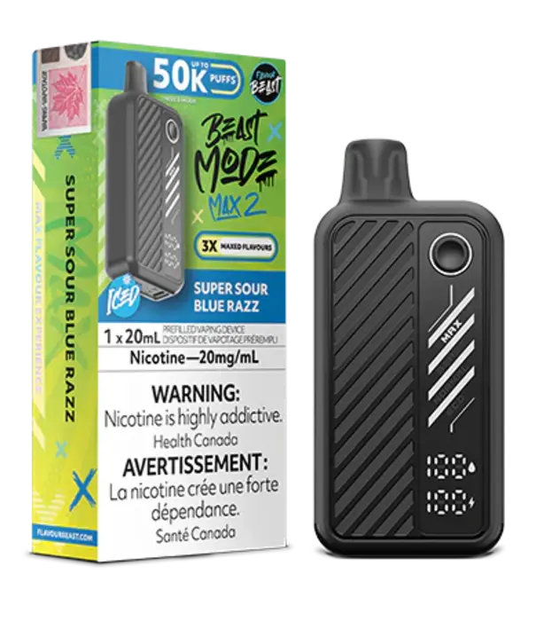 Flavour Beast Super Sour Blue Razz Ice Flavour Beast Beast Mode Max 2 50k Rechargeable Dipodable