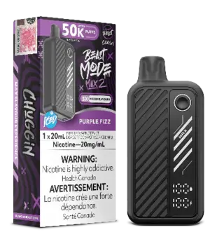 Purple Fizz Ice Flavour Beast Beast Mode Max 2 50k Rechargeable Disposable