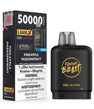Pineapple Passionfruit Ice Flavour Beast Level X G2 Ultra 50k Disposable Vape Pod