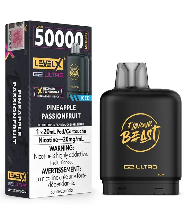 level X Pineapple Passionfruit Ice Flavour Beast Level X G2 Ultra 50k Disposable Vape Pod