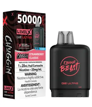 Strawberry Classic Ice Flavour Beast Chuggin Level X G2 Ultra 50k Disposable Vape Pod