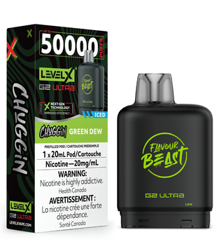 Green Dew Ice Flavour Beast Chuggin Level X G2 Ultra 50k Disposable Vape Pod