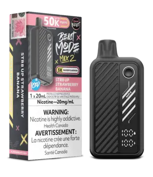 Str8 Up Strawberry Banana Ice Flavour Beast Beast Mode Max 2 50k Rechargeable Disposable