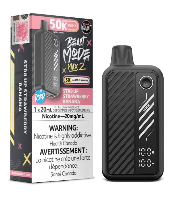Flavour Beast Str8 Up Strawberry Banana Ice Flavour Beast Beast Mode Max 2 50k Rechargeable Disposable