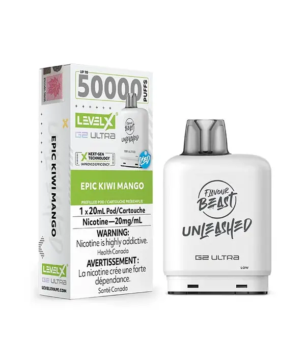 level X Epic Kiwi Mango Ice Flavour Beast Unleashed Level X G2 50k Disposable Vape Pod