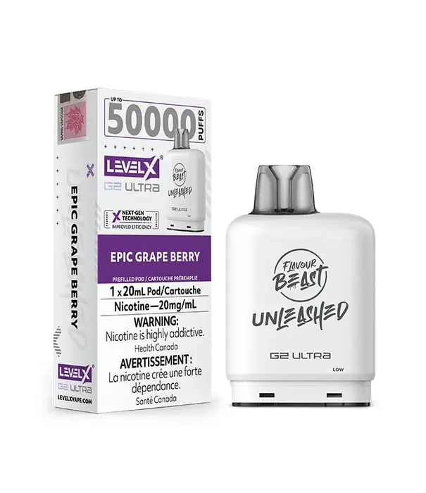 level X Epic Grape Berry Flavour Beast Unleashed Level X G2 50k Disposable Vape Pod