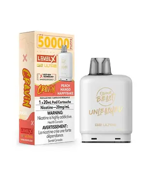 Peach Mango Happybake Flavour Beast Unleashed Cravin Level X G2 50k Disposable Vape Pod
