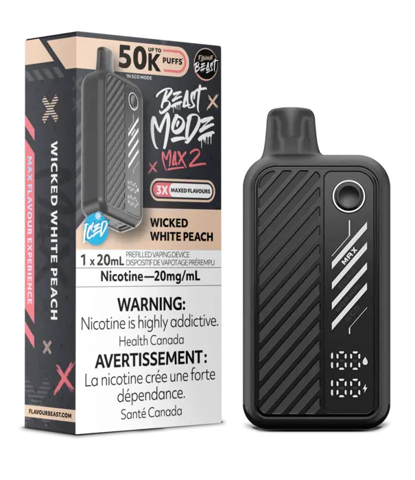 Flavour Beast Wicked White Peach Ice Flavour Beast Beast Mode Max 2 50k Rechargeable Disposable