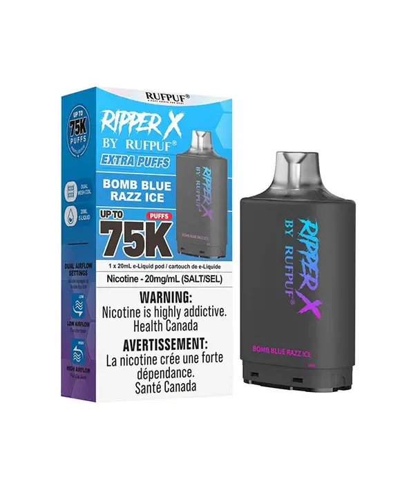 Ripper X by RUFPUF Bomb Blue Razz Ice Ripper X by RUFPUF 75k Disposable Vape Pod