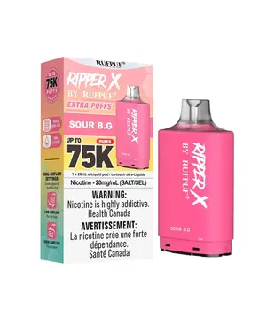 Sour Cherry BG Ripper X by RUFPUF 75k Disposable Vape Pod