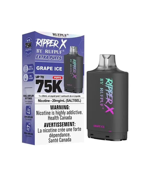 Ripper X by RUFPUF Grape Ice 10mg Ripper X By RUFPUF 75k Disposable Vape Pod