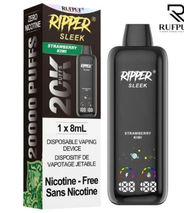 Ripper Strawberry Kiwi Zero Nicotine Ripper Sleek 20k Rechargeable Disposable