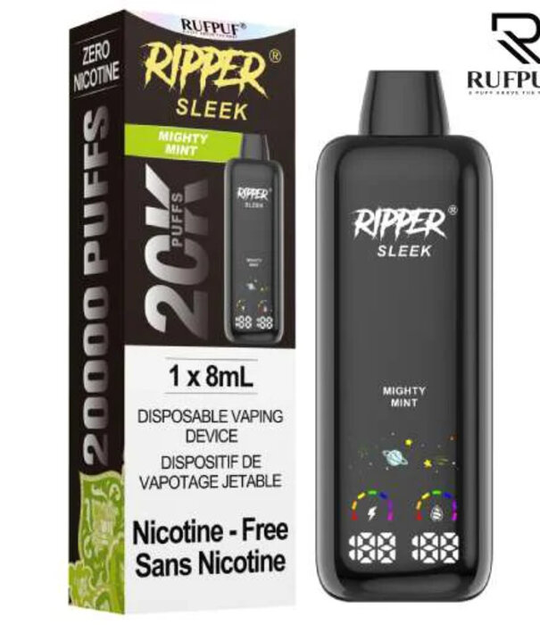 Ripper Mighty Mint Zero Nicotine Ripper Sleek 20k Rechargeable Disposable