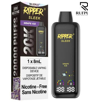 Grape Ice Zero Nicotine Ripper Sleek 20k Rechargeable Disposable