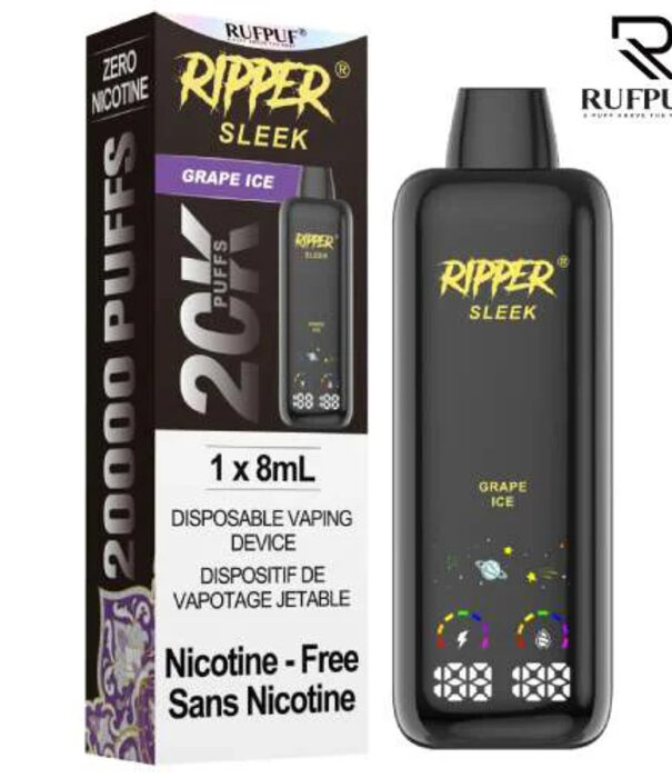 Ripper Grape Ice Zero Nicotine Ripper Sleek 20k Rechargeable Disposable