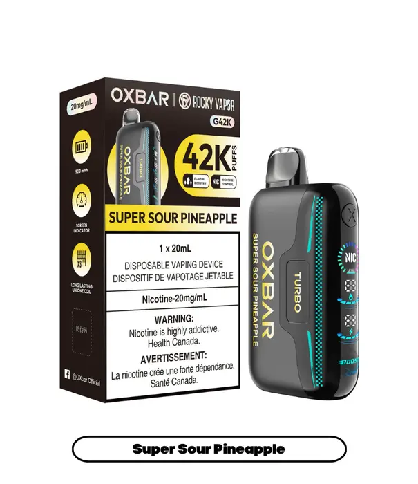 Ox Bar Super Sour Pineapple Rocky Vapor Oxbar G42K Recharegable Diaposable