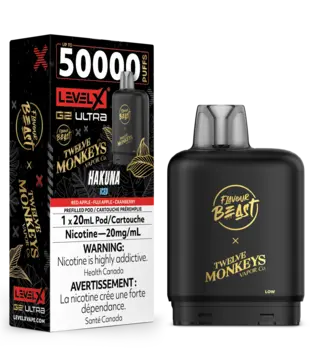 Hakuna Ice Flavour Beast Twelve Monkeys Level X G2 Ultra 50k Disposable Vape Pod
