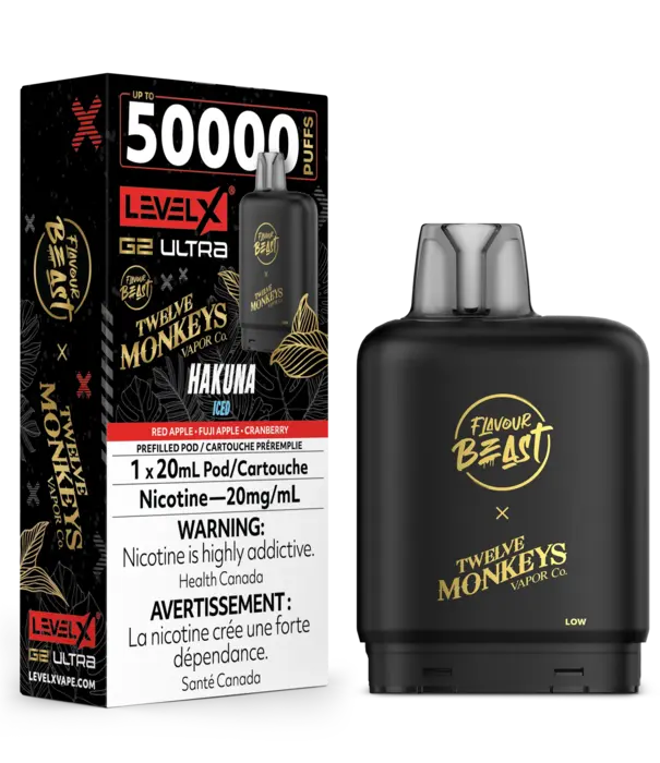 level X Hakuna Ice Flavour Beast Level X G2 Ultra 50k Disposable Vape Pod