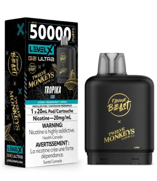 Tropika Ice Flavour Beast Twelve Monkeys Level X G2 Ultra 50k Disposable Vape Pod
