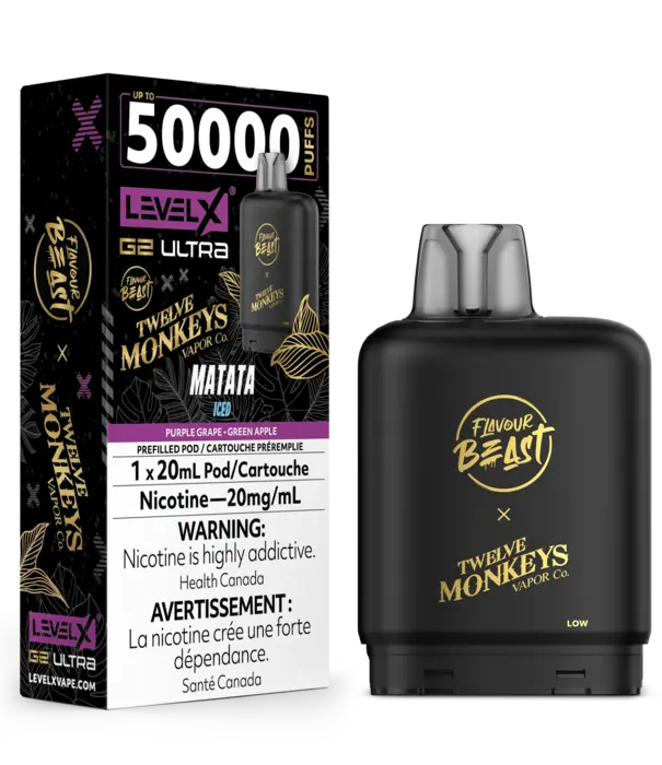level X Matata Ice Flavour Beast Level X G2 Ultra 50k Disposable Vape Pod