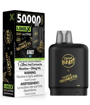 Kanzi Ice Flavour Beast Twelve Monkeys Level X G2 Ultra 50k Disposable Vape Pod