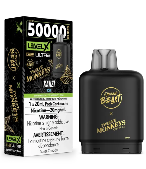level X Kanzi Ice Flavour Beast Twelve Monkeys Level X G2 Ultra 50k Disposable Vape Pod