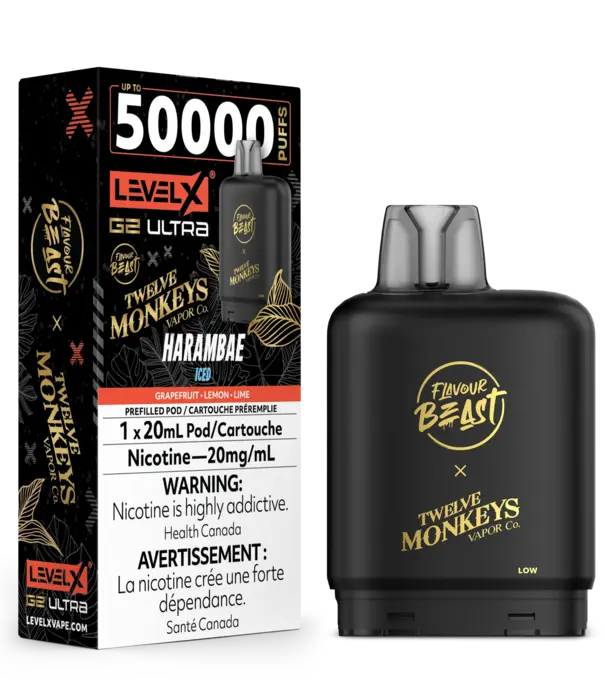 Harambae Ice Flavour Beast Level X G2 Ultra 50k Disposable Vape Pod
