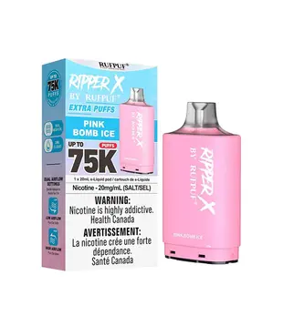 Pink Bomb Ice 10mg RipperZ by RUFPUF 20ml Rechargeable Disposable