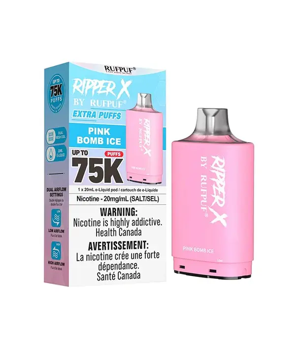 Ripper Pink Bomb Ice 10mg RipperZ by RUFPUF 20ml Rechargeable Disposable