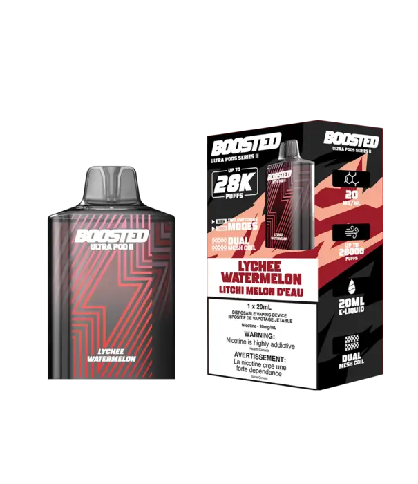 Boosted Lychee Watermelon Boosted Ultra Pod Series II 28k Regular Disposable Vape Pod