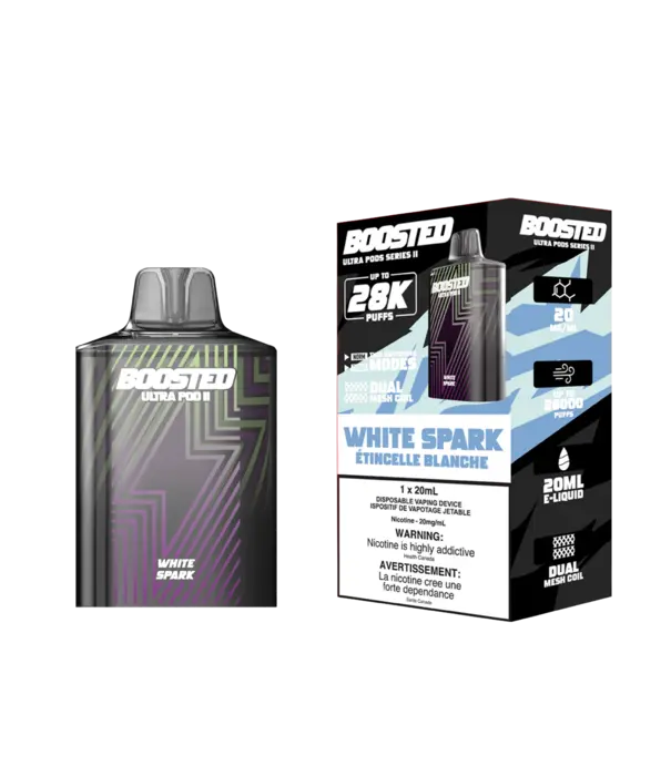 Boosted White Spark Boosted Ultra Pod Series II 28k Regular Disposable Vape Pod
