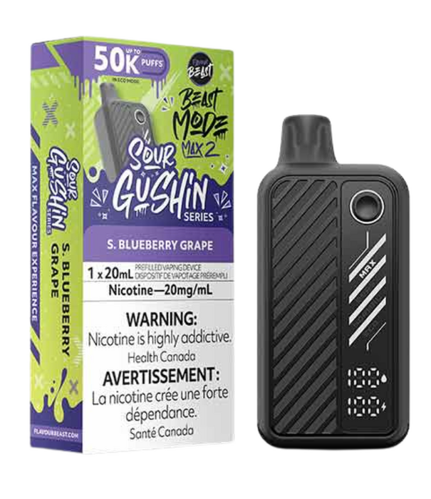 Flavour Beast S. Blueberry Grape Sour Gushin Flavour Beast Beast Mode Max 2 50k Rechargeable Disposable