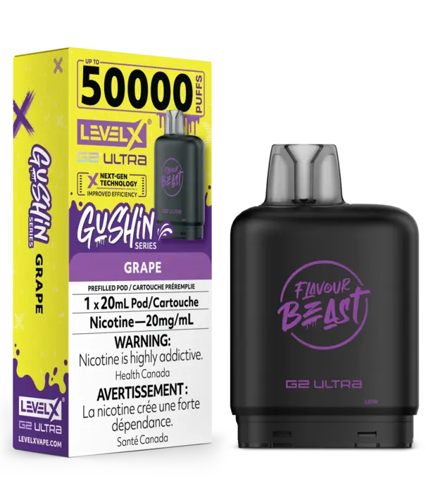 Flavour Beast Grape Flavour Beast Gushin Level X G2 Ultra 50k Disposable Vape Pod