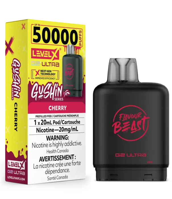 Flavour Beast Cherry Flavour Beast Gushin Level X G2 Ultra 50k Disposable Vape Pod