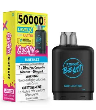 Blue Razz Flavour Beast Gushin Level X G2 Ultra 50k Disposable Vape Pod