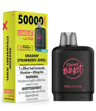 Strawberry Flavour Beast Gushin Level X G2 Ultra 50k Disposable Vape Pod