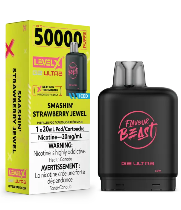Flavour Beast Strawberry Flavour Beast Gushin Level X G2 Ultra 50k Disposable Vape Pod
