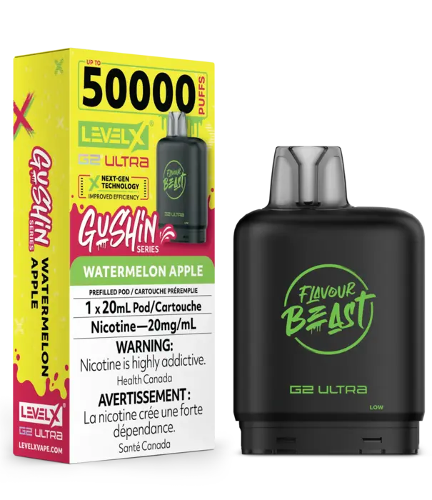 Flavour Beast Watermelon Apple Flavour Beast Gushin Level X G2 Ultra 50k Disposable Vape Pod