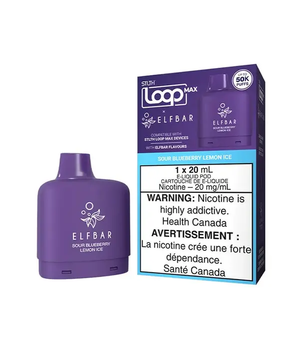 STLTH Sour Blueberry Lemon Ice STLTH Loop !ax Elfbar 50k Disposable Vale Pod