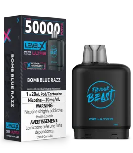 Bomb Blue Razz Flavour Beast Level X G2 Ultra 50k Disposable Vape Pod