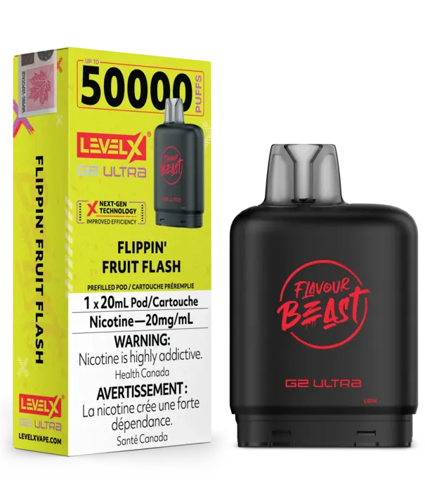 level X Flippin Fruit Flash Flavour Beast Level X G2 Ultra 50k Disposable Vape Pod