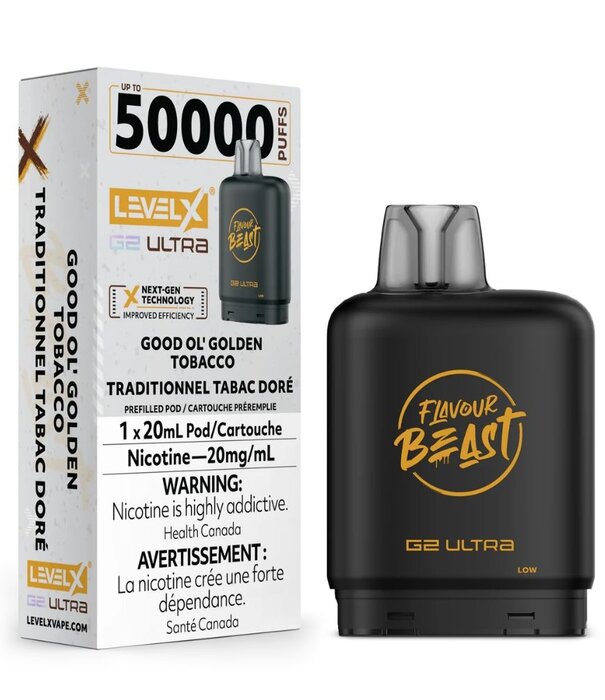 level X Good Ole Golden Tobacco Flavour Beast Level X G2 Ultra 50k Disposable Vape Pod