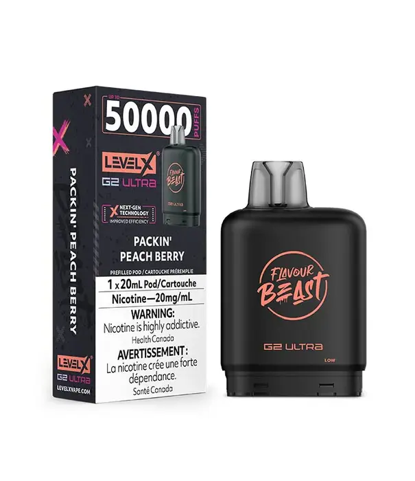 level X Packin Peach Berry Flavour Beast Level X G2 Ultra 50k Disposable Vape Pod
