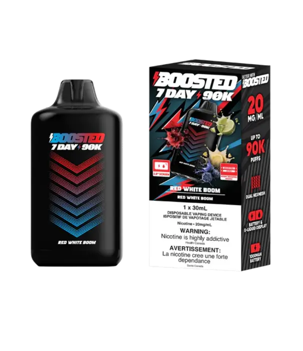 Boosted Red White Boom Boosted 7 Day 90k Disposable Vape