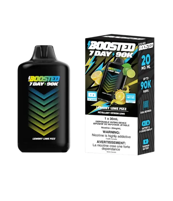 Boosted Lemon Lime Fizz Boosted 7 Day 90k Rechargeable Disposable