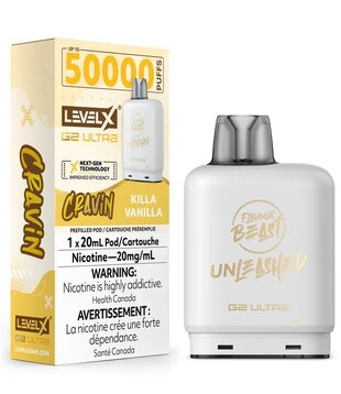 Kills Vanilla Flavour Beast Unleashed Cravin Level X G2 Ultra 50k Disposable Vape Pod